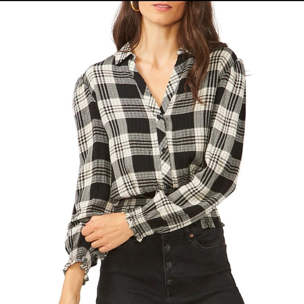 1. State V-Neck Plaid Shirt
